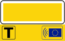 Sign indicating the lane reserved for electronic toll systems. Segnale telepedaggio - Italia.svg