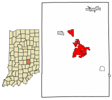 Shelby County Indiana Incorporated and Unincorporated areas Shelbyville Highlighted 1869318.svg