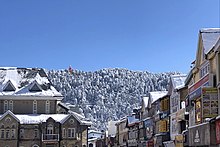 Shimla's Mall road after fresh snowfall in winter