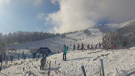 Ski lift and slopes