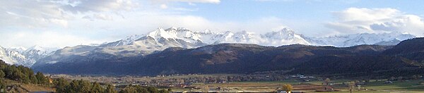 Panorama of the Sneffels Range with Ridgway below