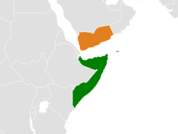 Mapa que indica las ubicaciones de Somalia y Yemen