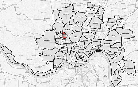 South Cumminsville Cincinnati map