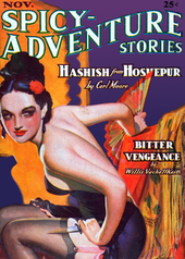 Femmes fatales were standard fare in hardboiled crime stories in 1930s pulp fiction. Spicy-Adventure Stories November 1936.png