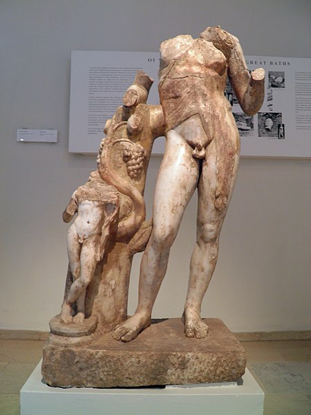 File:Statue of Dionysos from the frigidarium of the great baths, Archaeological Museum, Dion (7076578571).jpg