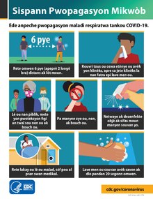 A CDC-sponsored poster about the COVID-19 prevention in Haitian Creole.