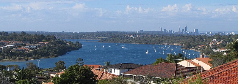 View from East Fremantle along Blackwall Reach towards Point Walter and Perth