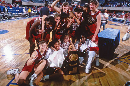 Stanford Cardinal team with National Championship Trophy Team040592 01UK.jpg
