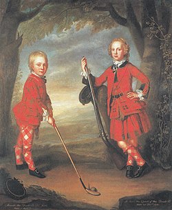 The MacDonald boys playing golf, attributed to William Mosman. 18th century, National Galleries of Scotland. The MacDonald boys playing golf.jpg