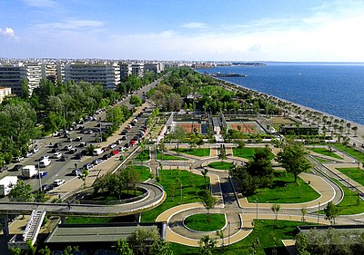 Aerial view of the newest section of the promenade (Nea Paralia), which was opened to the public in January 2014