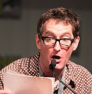 Tom Kenny was awarded at the 37th Annie Awards for his performance as the voice of the titular character. Tom Kenny by Gage Skidmore.jpg