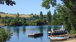 Blick vom südlichen Trumao in Richtung des nördlichen Trumao über den Fluss Bueno. Januar 2020.