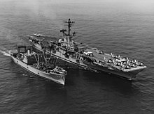 USS Mauna Kea replenishes Bennington in September 1968.