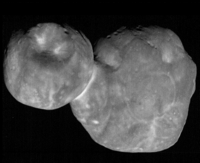 1 January: The New Horizons space probe flies by 486958 Arrokoth, a remote Kuiper belt object (3D version). UltimaThule-NewHorizons-20190222.png