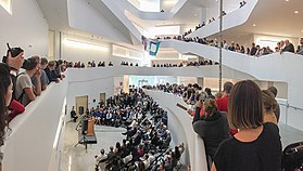 Interior of the University of Iowa Visual Arts Building during the dedication. VAB dedication.jpg