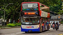 Double-deck buses crossing at Jalan Ampang Volvo B8L 300.jpg
