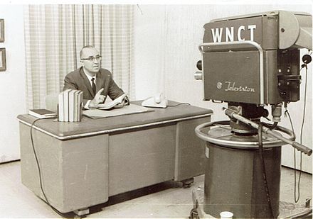 The Rev. William J. Hadden, Jr., on the set for his television program, Lessons for Learning, on WNCT-TV from 1961-1966.