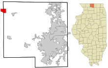 Winnebagon kreivikunnan Illinois-osavaltiossa sulautetut ja inkorporoimattomat alueet Summerset-järvi korostettu