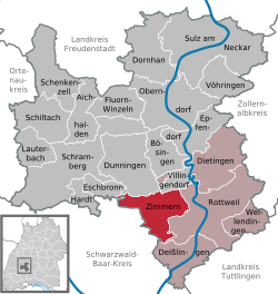 Elhelyezkedése Baden-Württemberg térképén