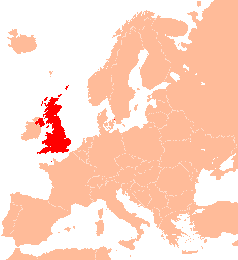 Lleoliad y Deyrnas Unedig yn Ewrop