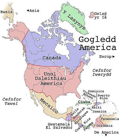 Gogledd America: Cyfandir yn Hemisffer y Gogledd