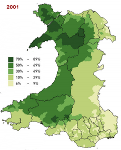 Y ganran a oedd yn gallu siarad Cymraeg, 2001