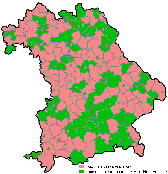 gebietsreform bayern karte Gebietsreform In Bayern Wikipedia gebietsreform bayern karte