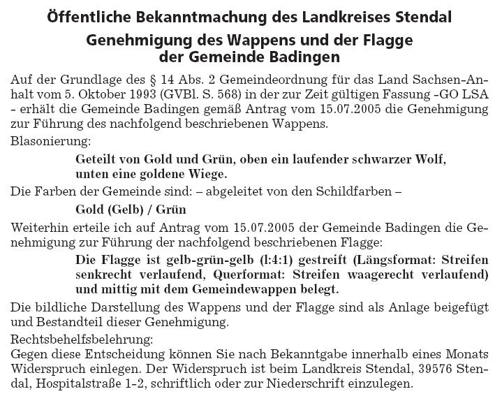 Datei:Genehmigung Wappen Badingen 1.jpg