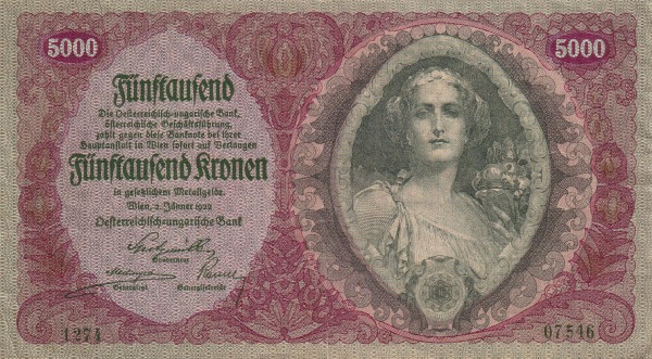 Datei:5000Kronen1922vorne.jpg