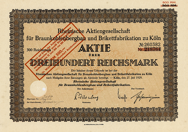 Datei:Rheinische AG für Braunkohlenbergbau 1929 300 RM.jpg