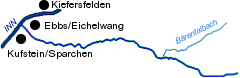 Schematische Karte zum Lauf des Kaiserbaches/Sparchenbaches
