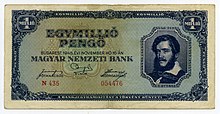 Hungría - Pick 122 = Laszlo 36 - 1000000Pengö1945vorne.jpg