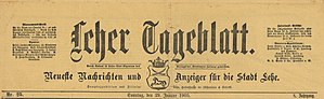 Headline of the Leher Tageblatt of Jan. 29, 1905