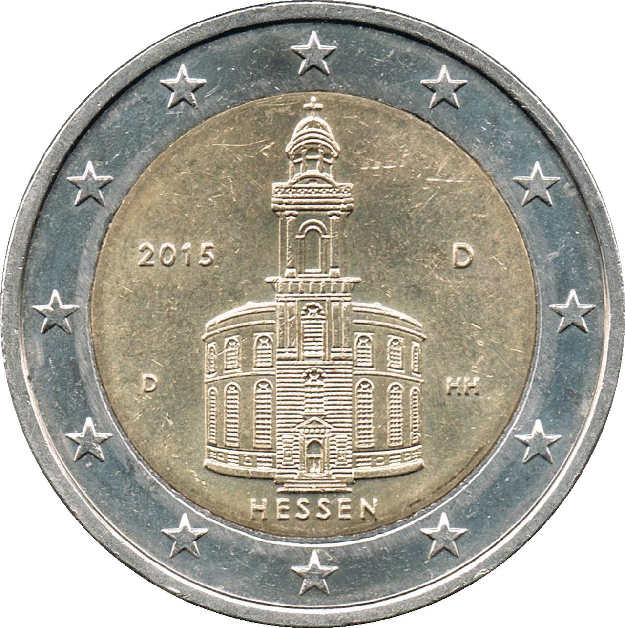 Euro germany. 2 Евро Гессен. Памятные 2 евро Германия. 2 Евро 2015. 2 Евро с.мар. 25 л. объед. Германии 2015.