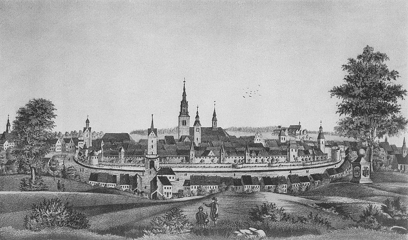 Datei:Blick auf Chemnitz von Süden her, Lithographie nach einem Gemälde, das 1780 für die Chemnitzer Weberinnung gemalt wurde.jpg