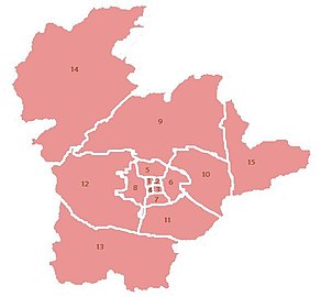 Map of the districts of Klagenfurt