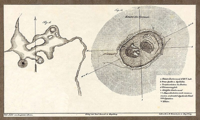 Datei:Franz Junghuhn Krater des Tjermai.jpg
