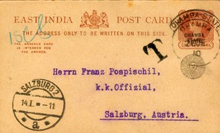Chamba Post'tan kartpostal (1910)