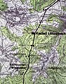 Verlauf des Odenwaldlimes zwischen den Wachtürmen Wp 10/6 und 10/10 auf einer topographischen Karte