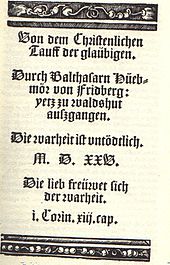 Balthasar Hubmaier: Frühe Jahre und Studium, Domprediger in Regensburg, Waldshut: Begegnung mit Reformation und Täufertum