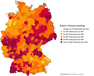 Familienname Zimmermann: Herkunft und Bedeutung, Häufigkeit, Andere Schreibweisen