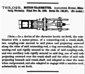 Patentschrift des „Motion-Transmitter“ beim US-Patentamt (1904)