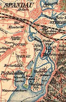 Lage von Pichelswerder auf einem Plan aus dem Jahr 1899