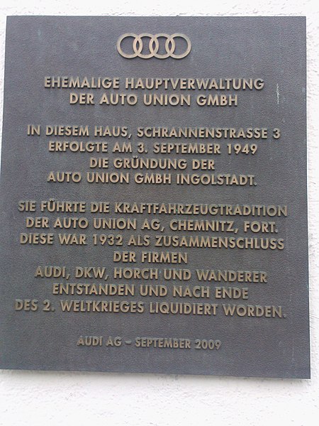 Datei:Gedenktafel AUTO UNION Ingolstadt.jpg