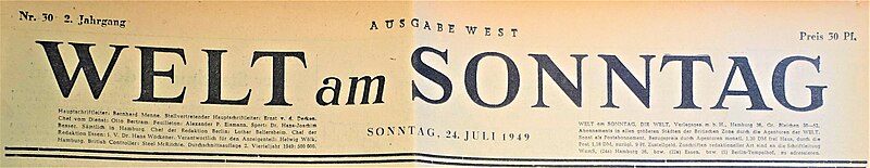 Datei:Zeitungskopf Welt am Sonntag 1949....jpg