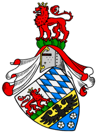Löwenstein-Wertheimer Wappen, dessen Elemente auch ins Ortswappen Eingang fanden