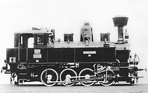 Werksfoto einer ähnlichen, ungepanzerten Lokomotive, wie sie beim Panzerzug Pionier genutzt wurde.
