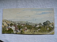 Zizenhausen um 1880. Aquarell v. Gustav v. Bechtolsheim