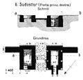 Schnitt und Grundriss der Porta Principalis Dextra des Kastells Stockstadt des Obergermanisch-Raetischen Limes