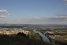 Stadt und Umgebung vom Radobýl (Radebeule) aus gesehen